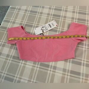 Zara NWT pink micro crop top. Size Medium.